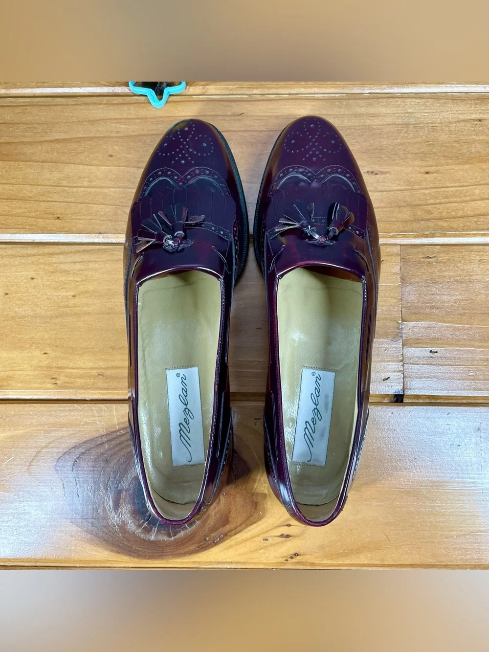 Mezlan Mens 11 B Burgundy Leather Kiltie Tassel Loafer Dress Shoe Made In Spain